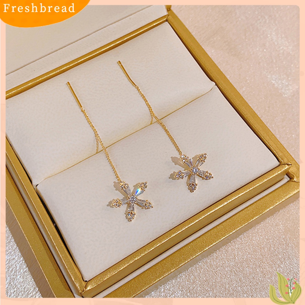 &lt; Freshbread &gt; 1pasang Anting Pejantan Temperamen Rumbai Panjang Berlian Imitasi Mengkilap Hias Berkilau Hadiah Wanita Bunga Garis Telinga Perhiasan Aksesoris Pernyataan Fashion