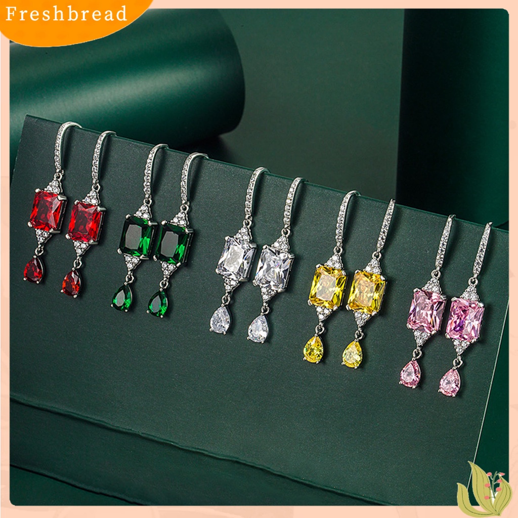 &lt; Freshbread &gt; 1pasang Anting Kait Berbentuk Tetesan Air Perhiasan Berlian Imitasi Vintage Anting Drop Tahan Lama Untuk Pakaian Sehari-Hari