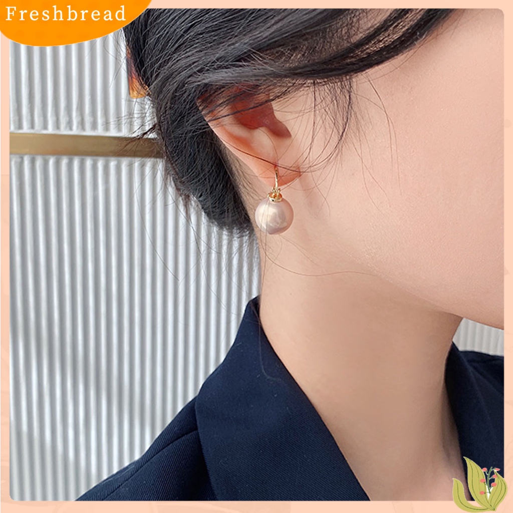 &lt; Freshbread &gt; 1pasang Anting Lady Drop Mutiara Imitasi Dikontrak Anting Menjuntai Geometris Vintage Elegan Untuk Hadiah