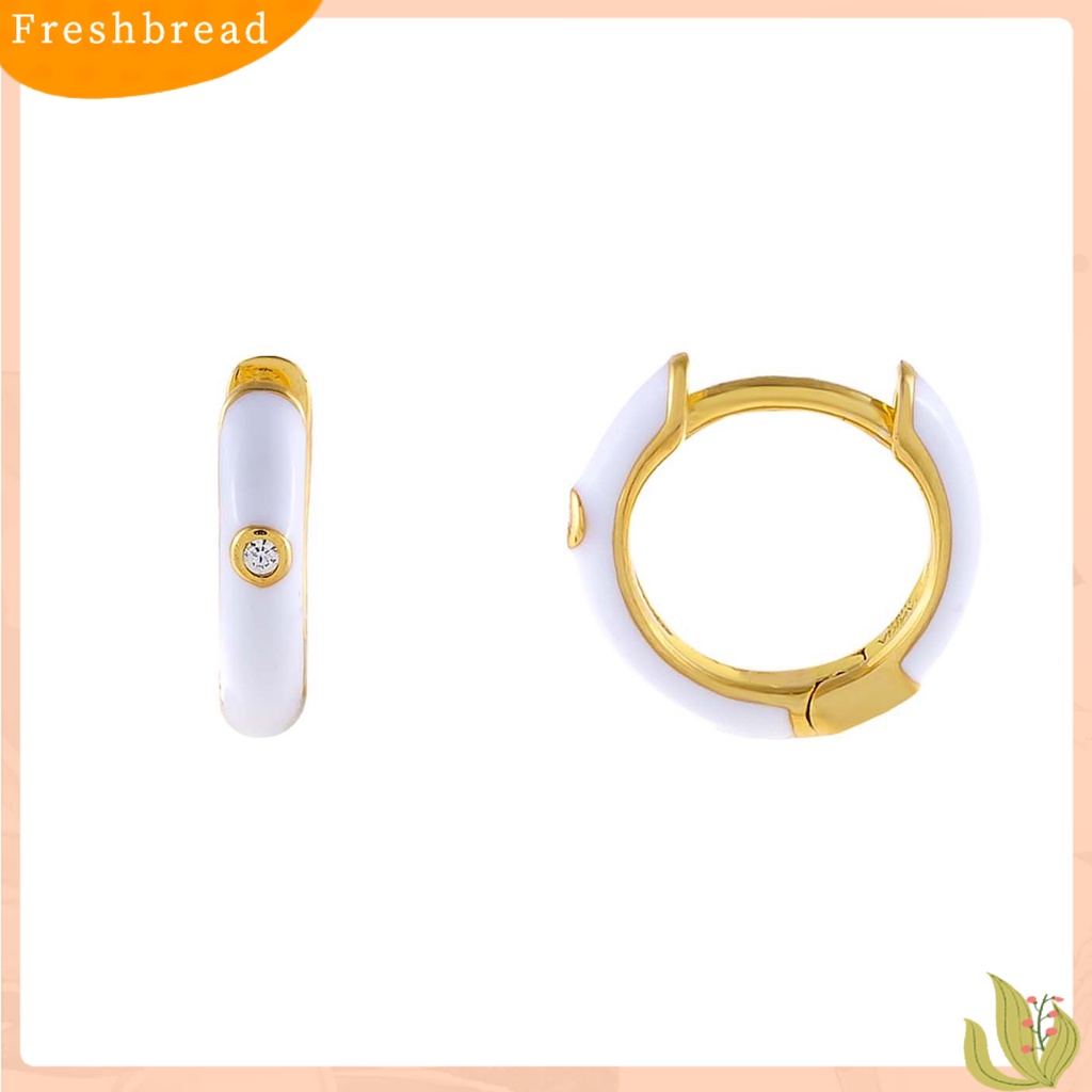 &lt; Freshbread &gt; 1pasang Paduan Anting Perhiasan Indah Cubic Zirconia Bulat Hoop Wanita Anting Perhiasan Aksesori