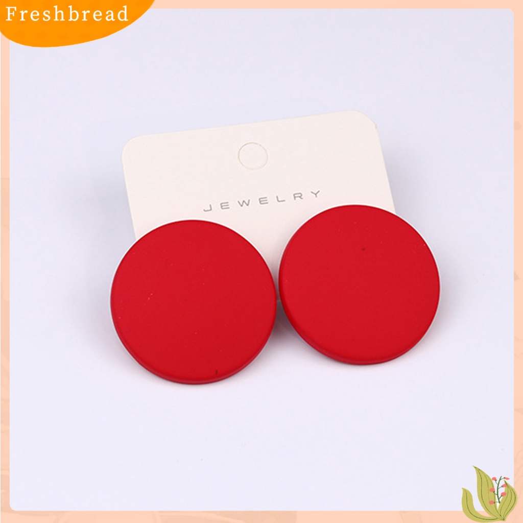 &lt; Freshbread &gt; 1pasang Anting Stud Warna Permen Tindik Cat Geometris Sederhana Wanita Gadis Besar Bulat Telinga Giwang Fashion Perhiasan Hadiah Untuk Pacar