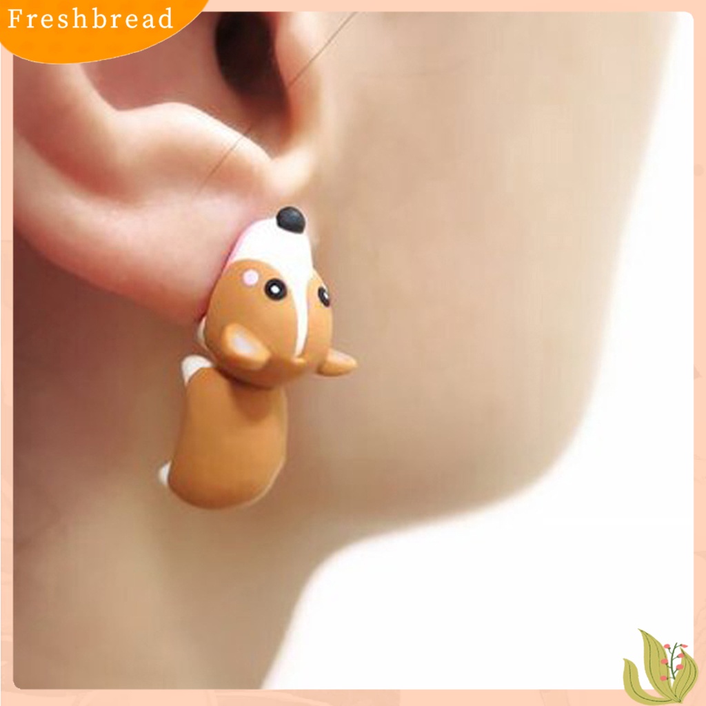 &lt; Freshbread &gt; 3D Bentuk Hewan Wanita Anting Gigit Postur Tubuh Paduan Kartun Menggemaskan Stud Earrings Perhiasan Aksesori