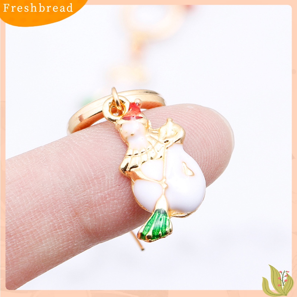 &lt; Freshbread &gt; Wanita Enamel Natal Santa Claus Pohon Rusa Menjuntai Kait Anting Hadiah Xmas