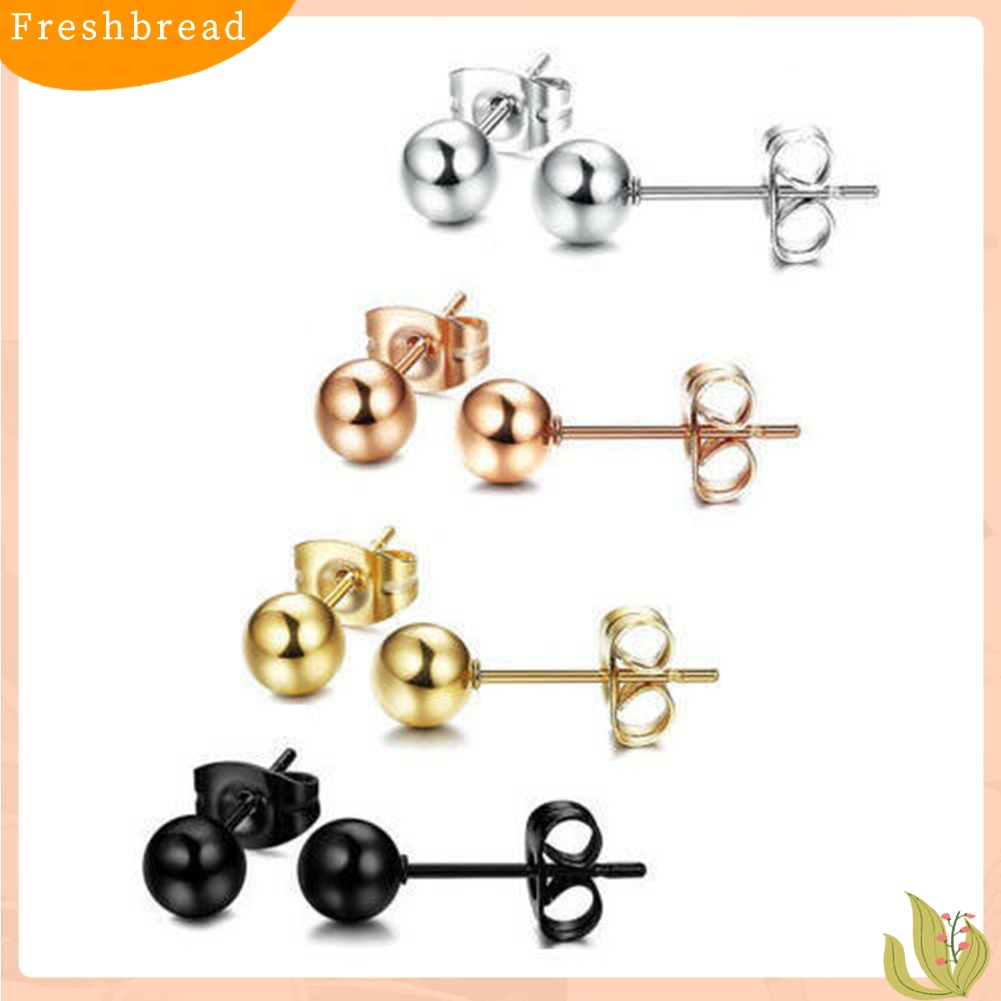 &lt; Freshbread &gt; Fashion Unisex Perak Berlapis Bola Telinga Pejantan Anting Tindik Pesta Perhiasan Hadiah