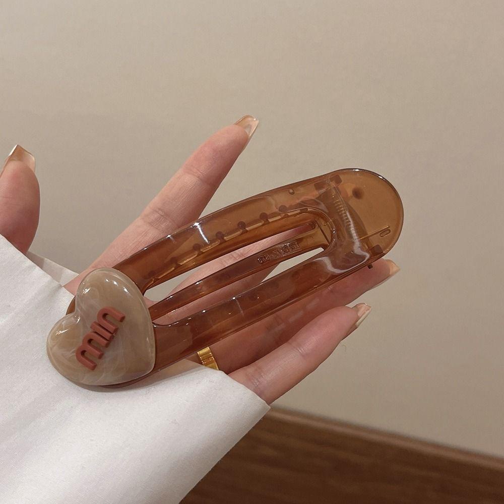 Agustinina Heart Hair Clip Elegant Summer Hair Claw Sweet Stylish Hiasan Kepala Musim Semi Ponytail Klip Transparan Permen Warna Love Rambut Klip Jepit Besar Korea Duckbill Clips