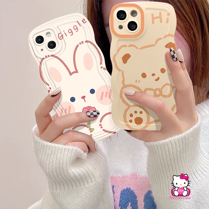 Wavy Edge Lovely Rabbit Soft Tpu Case Redmi A1 10 9 10A A1+9C 10C 9T 9A Note 11s 10s 11Pro 9 11 10 8 9s 10Pro Max Mi 11T Pro POCO X3 NFC Pro M3 Ponsel Beruang Kartun Lucu Sarung