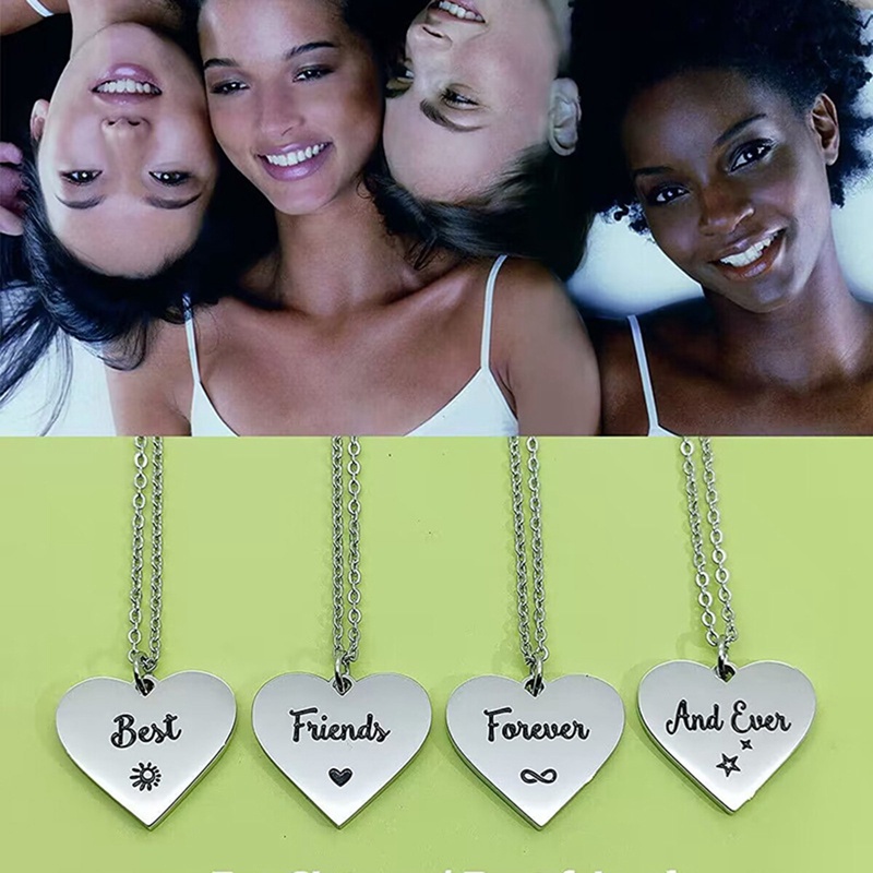 4pcs Kalung Titanium Tahan Karat Puzzle Hati Persahabatan Best Friend