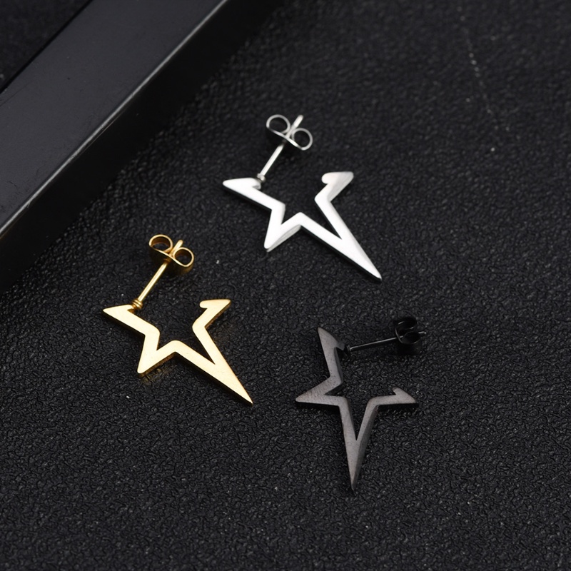 Anting Stud Pentagram Stainless Steel Gaya Punk/Anting Bintang Gotik Perhiasan Pengantin Pernikahan