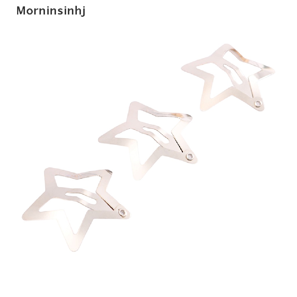 Mornin 4Pcs Jepit Rambut BB Bintang Warna Silver Minimalis Star Snap Hair Clip Untuk Anak Perempuan id