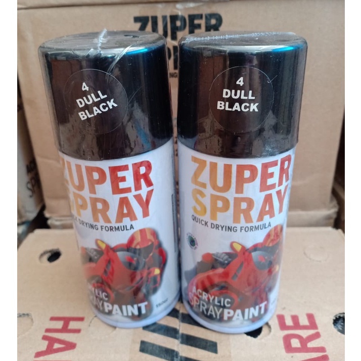 Zuper Spray Paint Pilok Pilox Warna Dull Black / Hitam Dop / Hitam Tidak Mengkilap (P4) 150cc/150ml