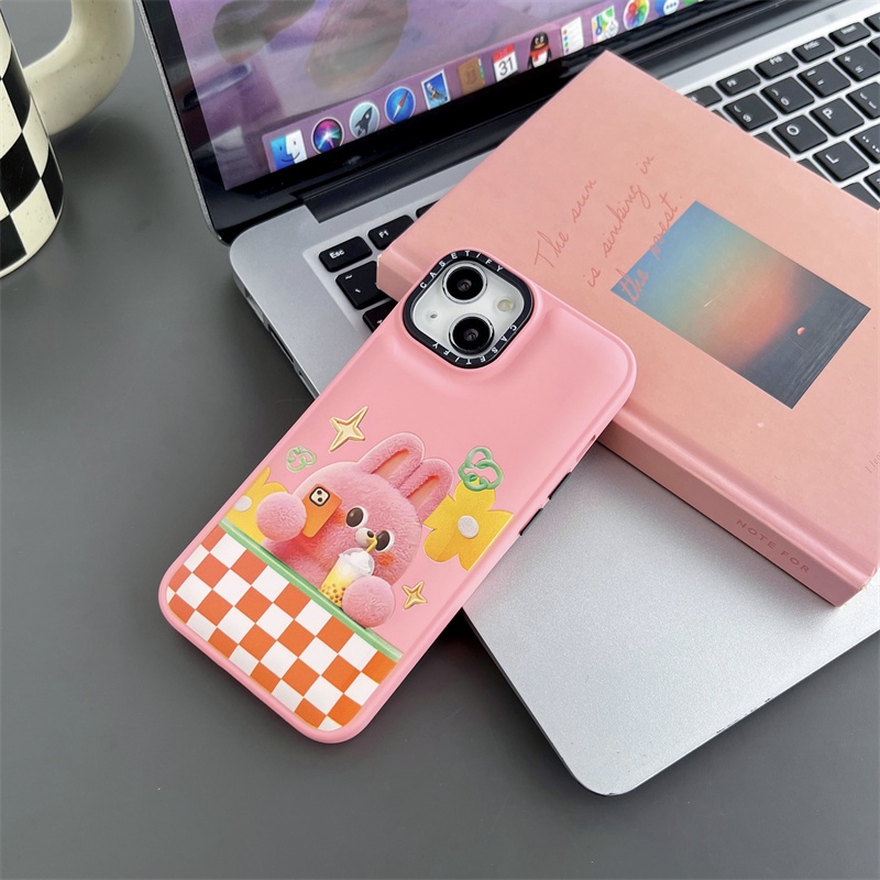 IPHONE Luxury Down Cute Pink Rabbit Cloth Cover Untuk Iphone14 13 11 12 Mini Pro Max XR X S XS Soft Case Penutup Bumper Silikon Tahan Guncangan