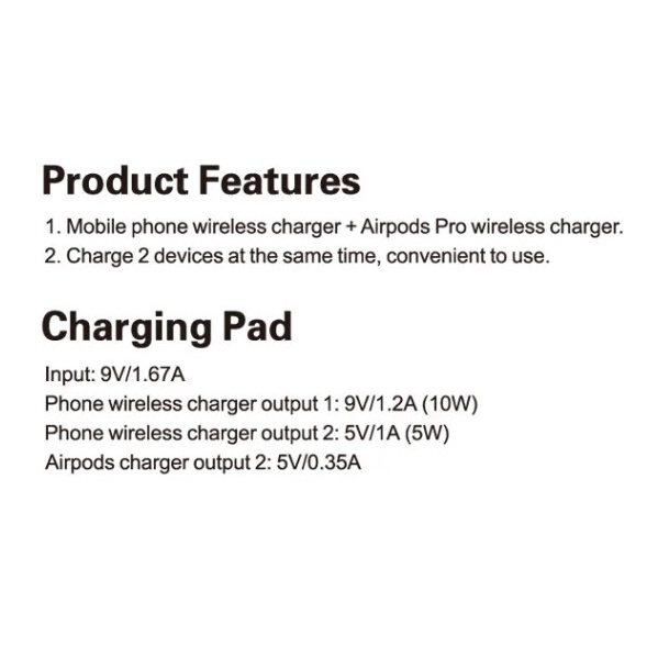 BUDI (2+1) IN 1 WIRELESS CHARGER CHARGING PAD FOR MOBILE DEVICES 15W TOTAL