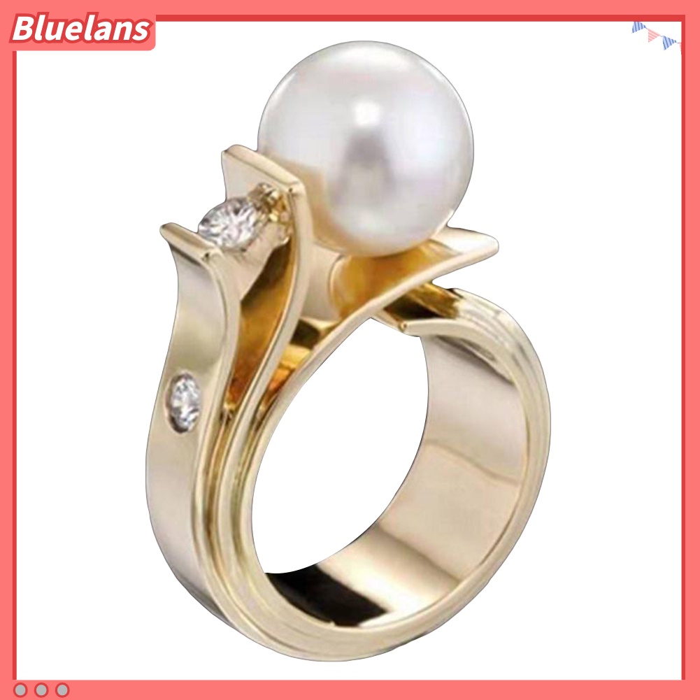 {In Stock} Fashion Wanita Mutiara Imitasi Geometris Jari Cincin Pernikahan Pertunangan Perhiasan Hadiah