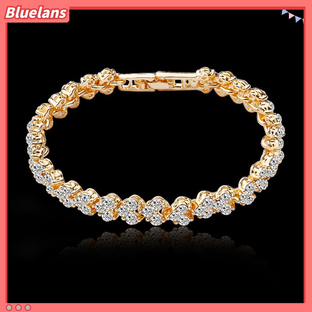 {In Stock} Wanita Fashion Penuh Cubic Zirconia Bertatahkan Gelang Bangle Pesta Perhiasan Hadiah