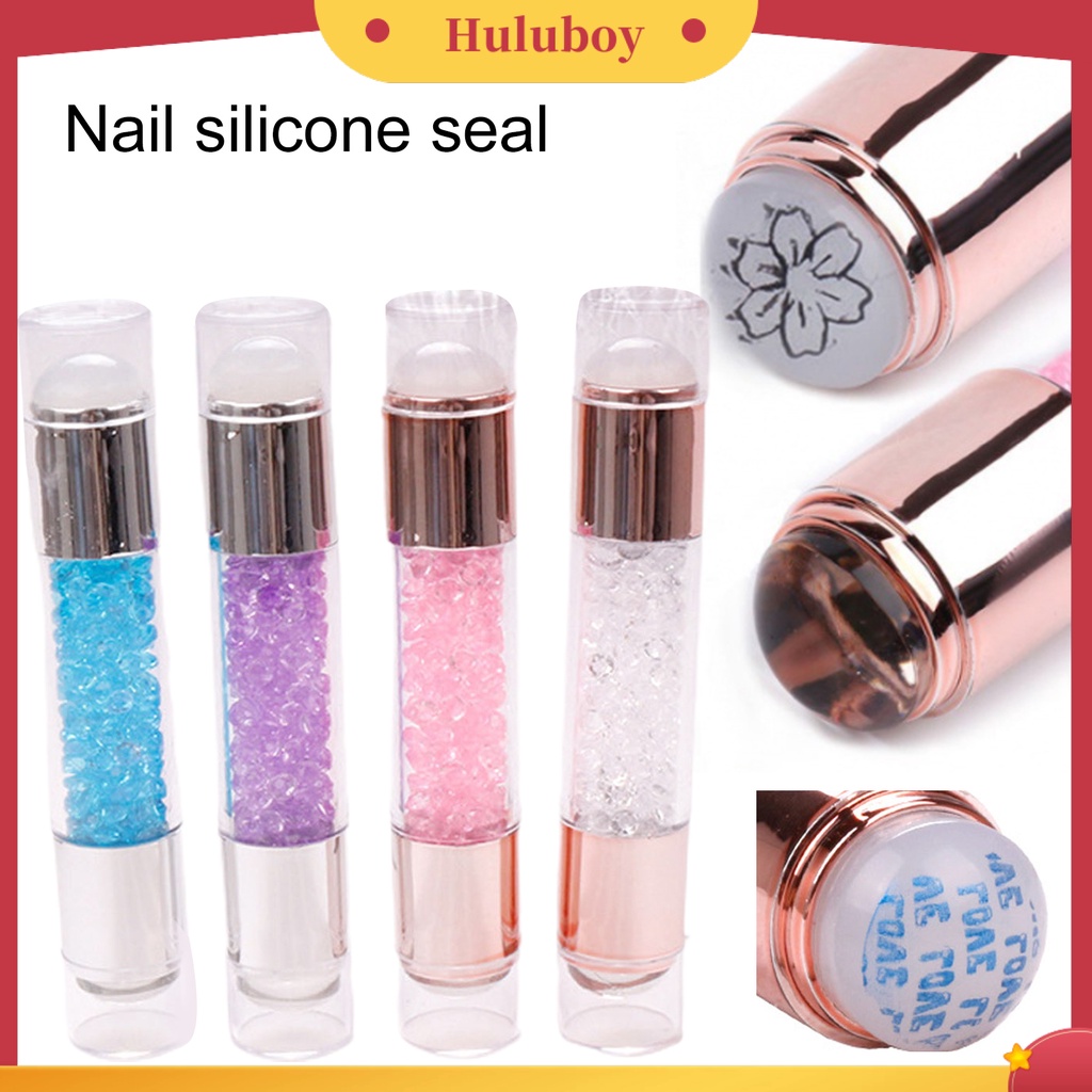 {In Stock} Piring Segel Kuku Lembut Kristal-clear DIY Lukisan Silikon Kepala Ganda Transparan Manicure Stamp Pen Untuk Salon Kuku