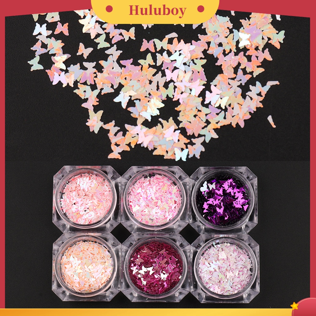{In Stock} 6Pcs/Set Manicure Decor Cantik Bersinar Tempel Mudah Hidup Kreatif DIY Ringan Bentuk Kupu-Kupu Kuku Glitter Sequin Untuk Wanita