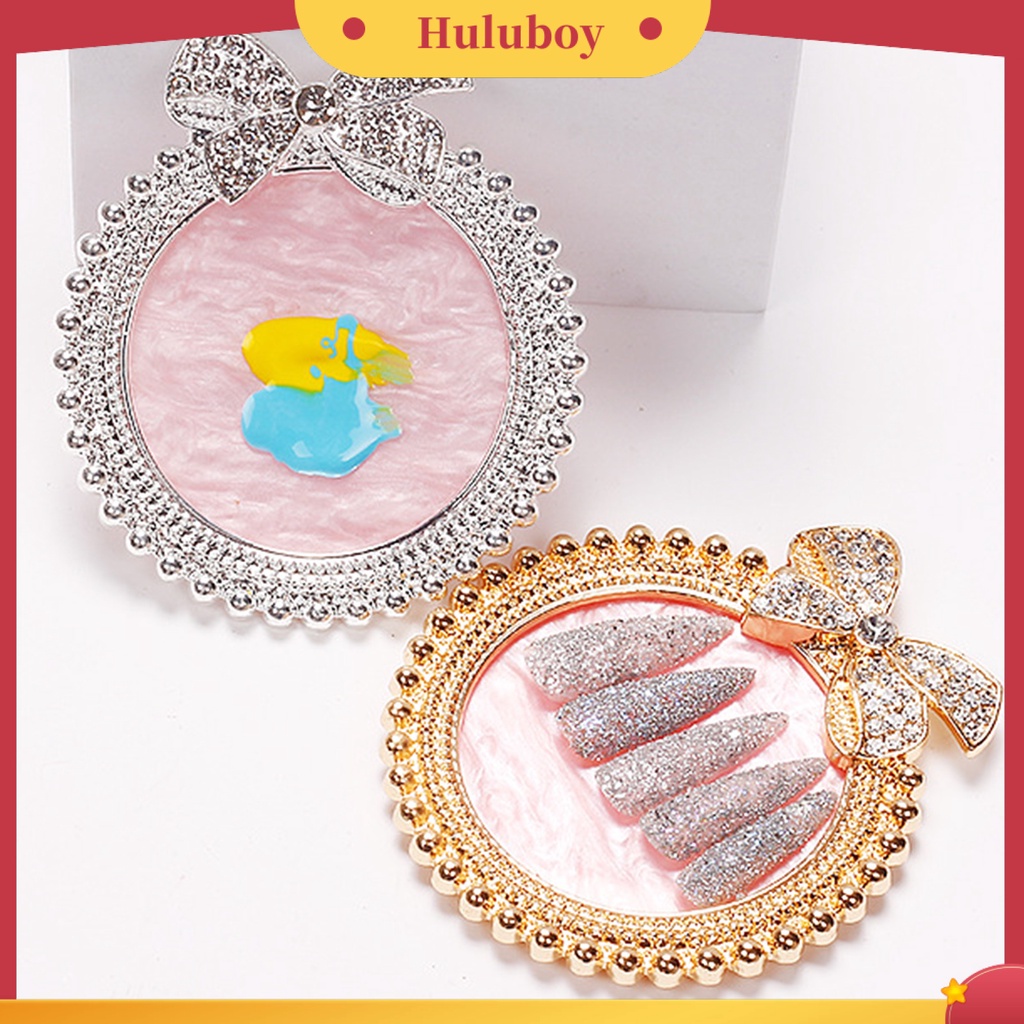 {In Stock} Nail Art Palet Berlian Imitasi Busur Menampilkan Nampan Gaya Retro Kuku Stand Gel Polish Pallet Mixing Plate Perlengkapan Kuku