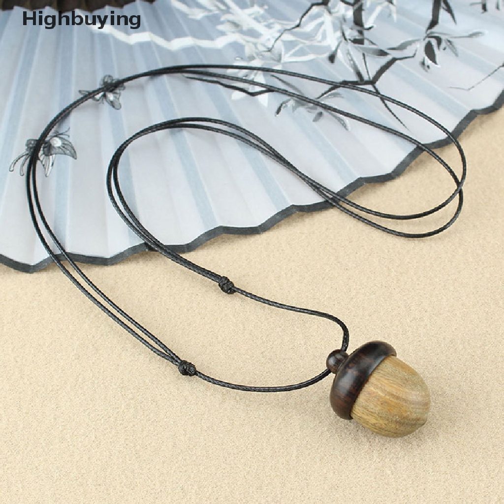 Hbid Vintage Screwable Ebony Acorn Pendant Gawu Kotak Kalung Panjang Kerucut Pinus Acorn Des Glory