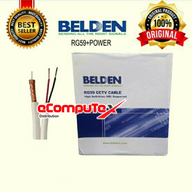 KABEL BELDEN PLUS POWER  RG59 ORIGINAL / CABLE LAN BELDEN RG59 / KABEL CCTV + POWER BELDEN RG59 ORIGINAL