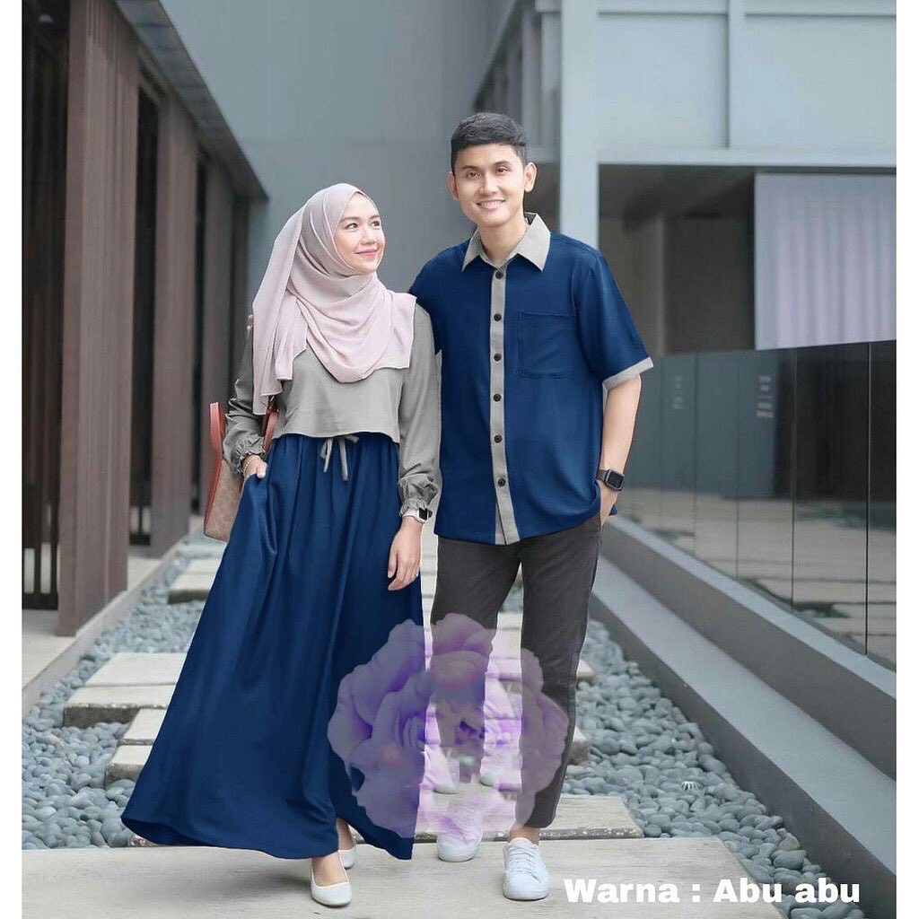 [ Cod ] Couple Kirana / Baju CP Pasangan Pesta Kondangan Muslim Edisi Lebaran Gamis Plus Kemeja Polos Termurah