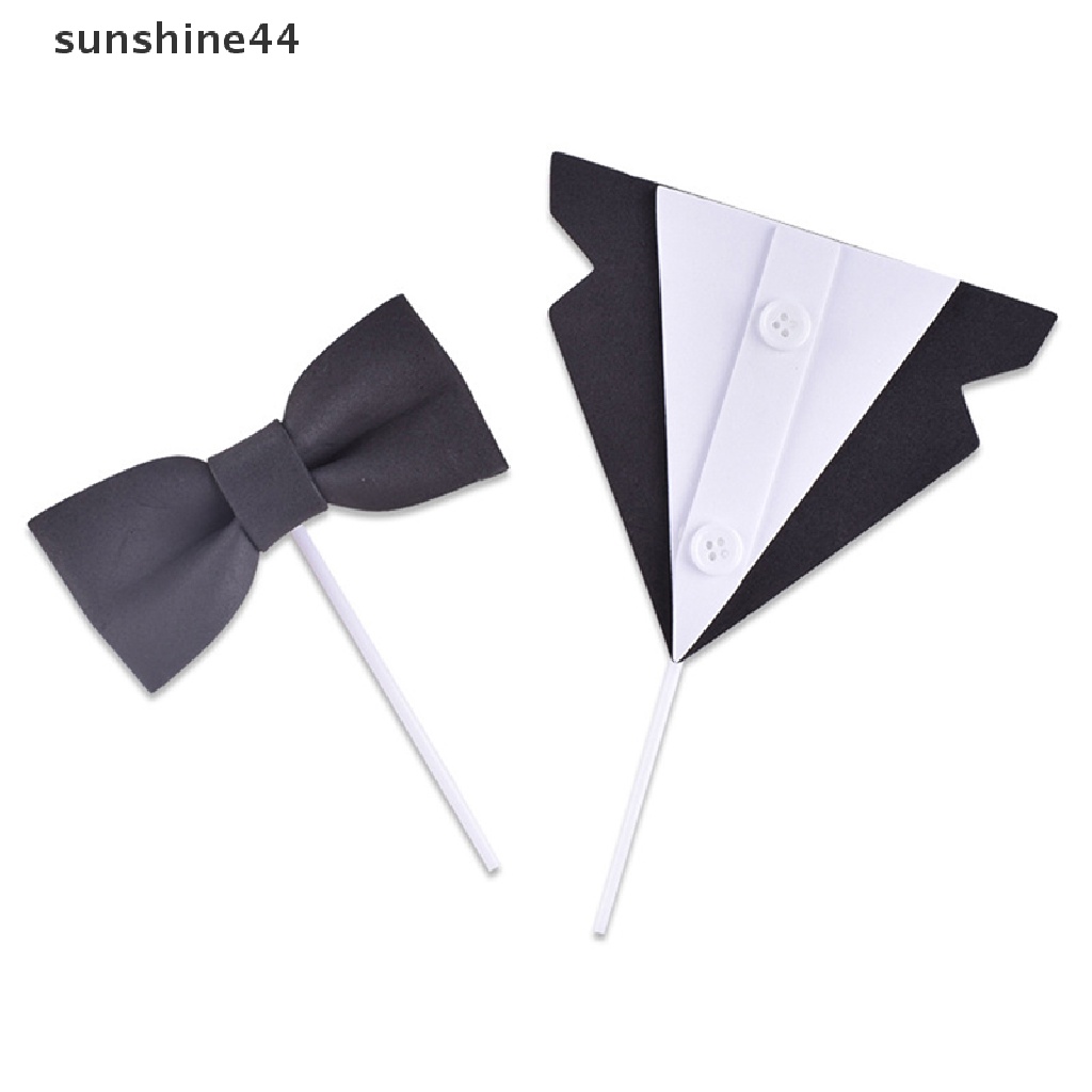 Sunshine Bowtie Kerah Decorag Alat Pria Setelan Topper Kue Cupcake Hari Ayah Pesta DIY ID