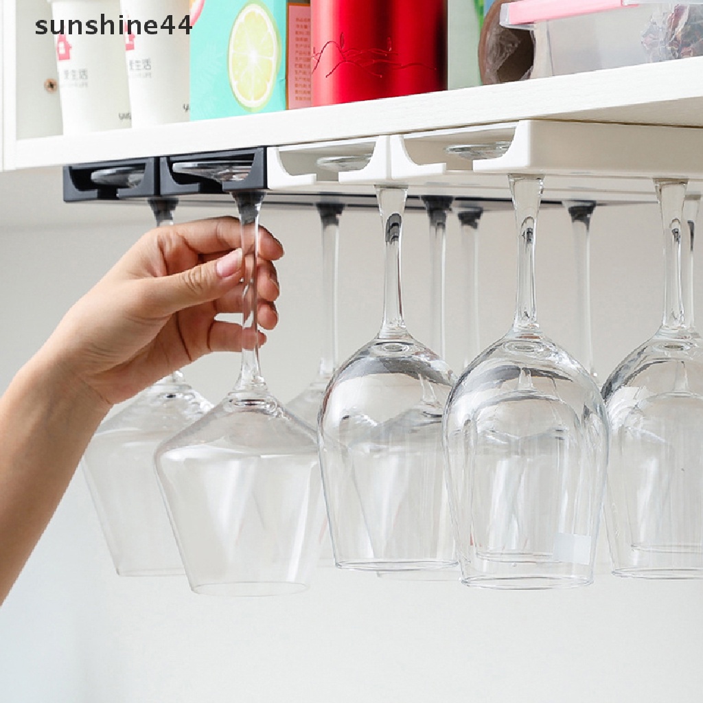 Sunshine Kitchen Wall Mount Wine Glasses Holder Stemware Rak Gelas Cangkir Gantung ID