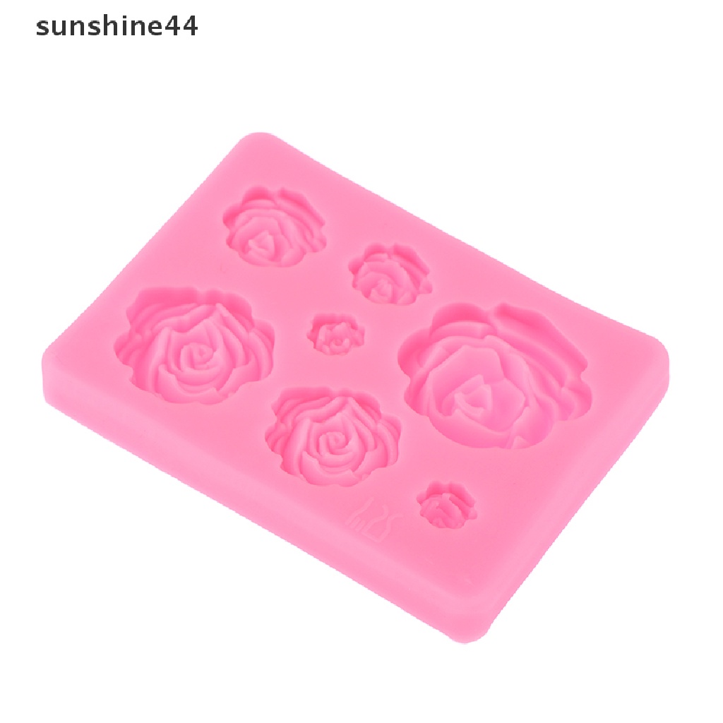 Sunshine 1Pc 7lubang 3D Bunga Mawar Cetakan Silikon Kue DIY Cetakan Coklat Sugarcraft ID