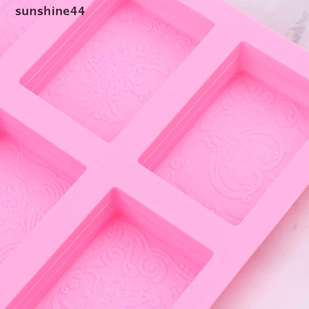 Sunshine 1Pc Cetakan Sabun Silikon Persegi Panjang 6rongga DIY Portable Cake Mold ID