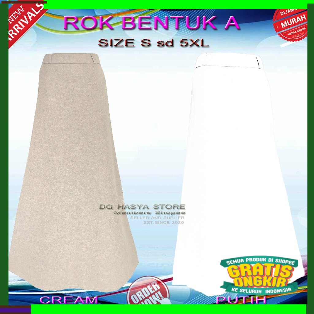 RAMADHAN RAYA SPESIAL Rok Model A Panjang Putih  Formal Kerja Kantor / Rok A-line Maxi Muslim Jumbo