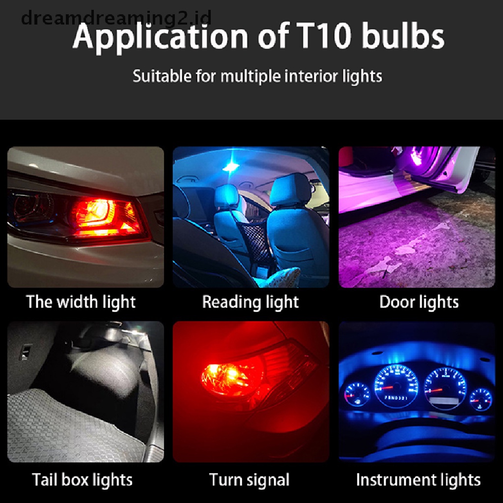 (hot) 10x T10 194 168 W5W 2825lampu Bohlam Interior Plat LED COB 6000K UK//