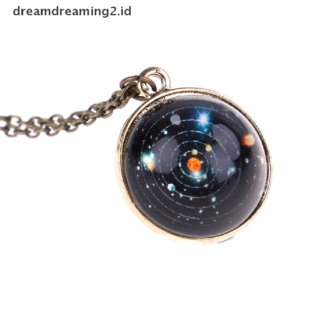 (hot) Kalung Tata Surya Liontin Galaxy Dua Sisi Pendant Universe Jewelry//