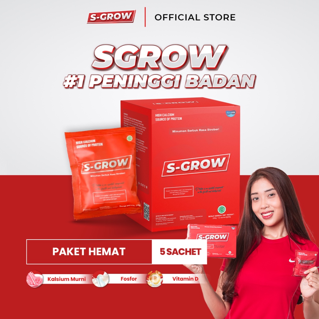 S-GROW Peninggi Badan Terbaik- Isi 5 Sachet