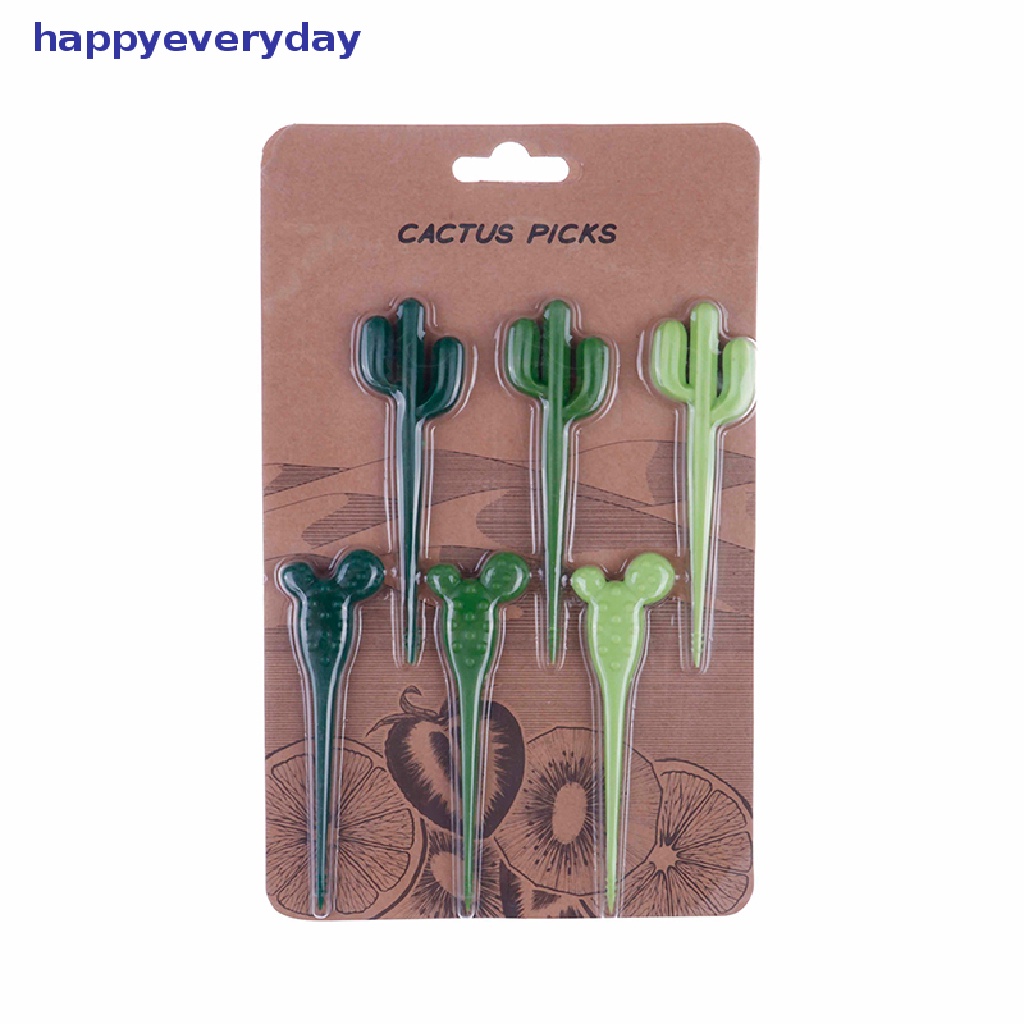 [happy] 6pcs/pack Garpu Buah Kaktus Dessert Forks Tusuk Gigi Peralatan Makan Anak Food Picks [ID]