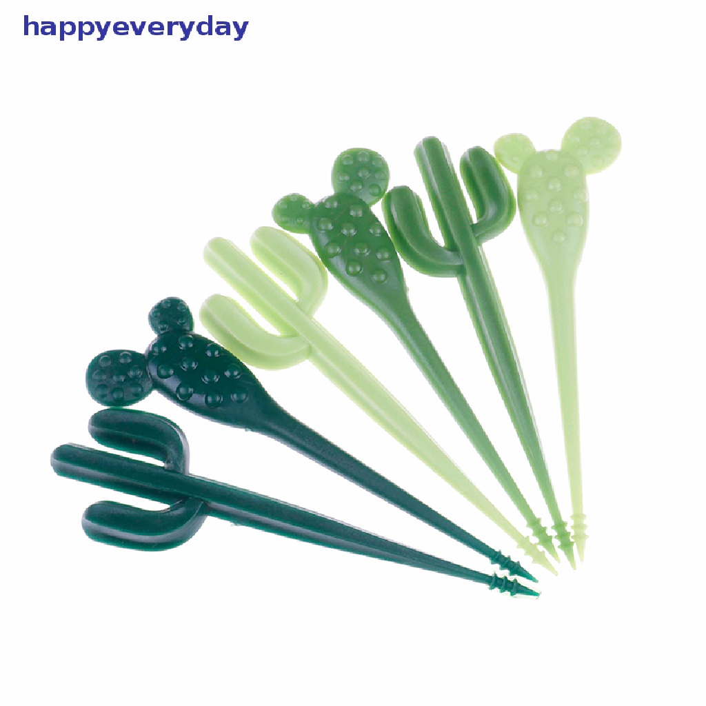 [happy] 6pcs/pack Garpu Buah Kaktus Dessert Forks Tusuk Gigi Peralatan Makan Anak Food Picks [ID]