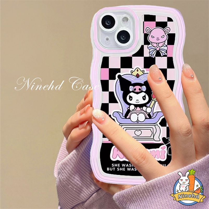 IPHONE Casing Kompatibel Untuk Iphone14 13 12 11 Pro Max X Xr Xs Max8 7 6 6s Plus SE 2020 Fashion Kuromi Phone Case Clear Wave Edge Case Perlindungan Lensa Bumper Shockproof Cover Pelindung