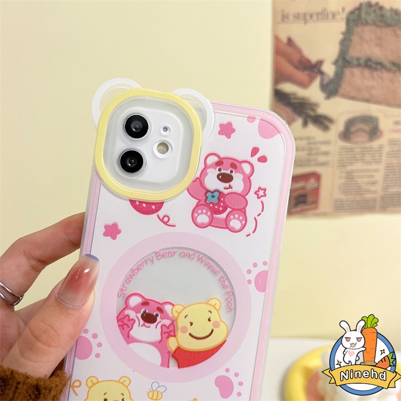 IPHONE Casing Kompatibel Untuk Iphone14 13 12 11 Pro Max X Xr Xs Max SE 8 7 6 6s Plus Kartun Beruang Merek Trendi Casing Ponsel Silikon TPU Soft Case Shockproof Bumper Casing Cover Pelindung