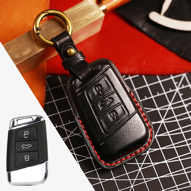 Case Kunci Mobil Kulit Asli Full Cover Proteksi Untuk Kursi Volkswagen VW Jetta Golf7 MK7 Ibiza Leon FR2 Altea Aztec Polo