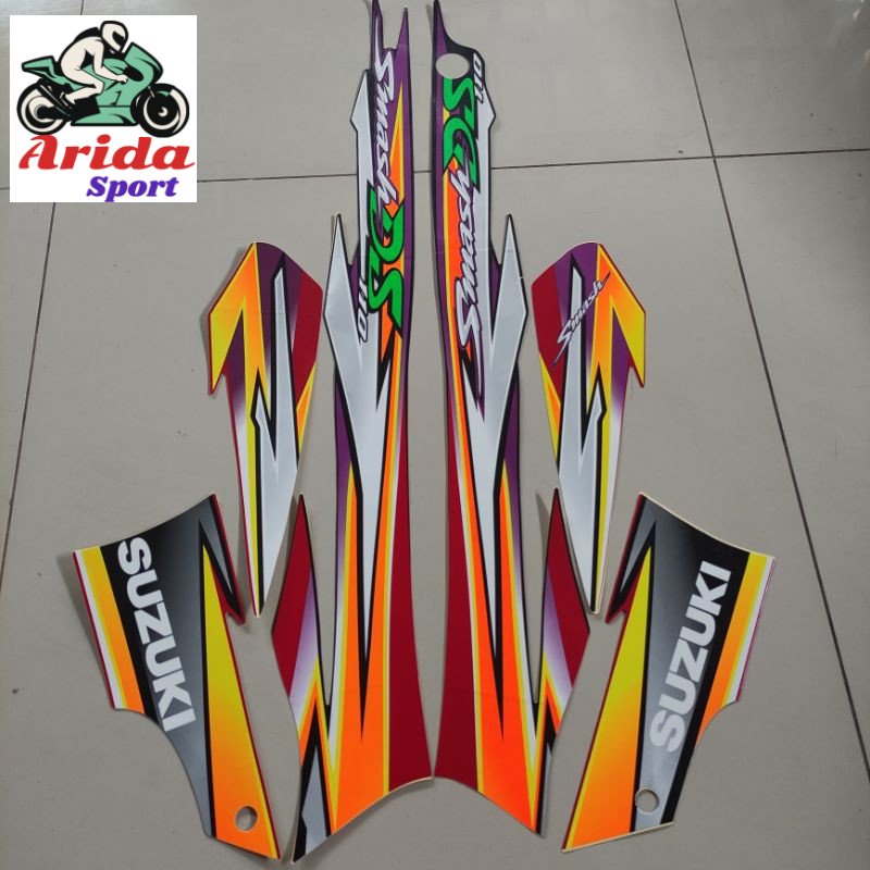 Striping sticker suzuki smash 110 ds 2003 2004 2005 hitam merah / stiker motor smash