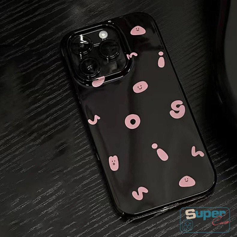 IPHONE Ins Fashion Cute Smiley Halus Case Kompatibel Untuk Iphone8 7plus XR 13 11 14 12 Pro Max X XS Max SE 2020 Alfabet Sederhana Glossy Lembut Tpu Silicon Pasangan Ponsel Case