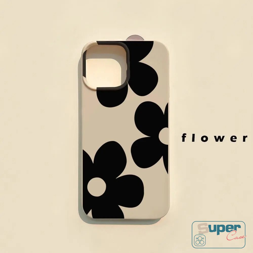 IPHONE Fashion Vintage Antik Putih Bunga Segar Glossy Case Kompatibel Untuk Iphone7 8 Plus Xr13 11 12 14 Pro Max X XS Max SE 2020 Sederhana Tiga Bunga Shockproof Lembut Tpu Cover