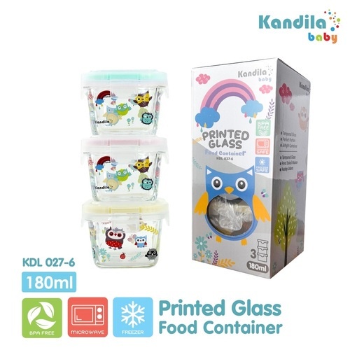 KANDILA BABY GLASS FOOD CONTAINER/wadah makan kaca 160/180/200ML / KANDILA JAR FOOD CONTAINER TEMPAT MAKAN BAYI