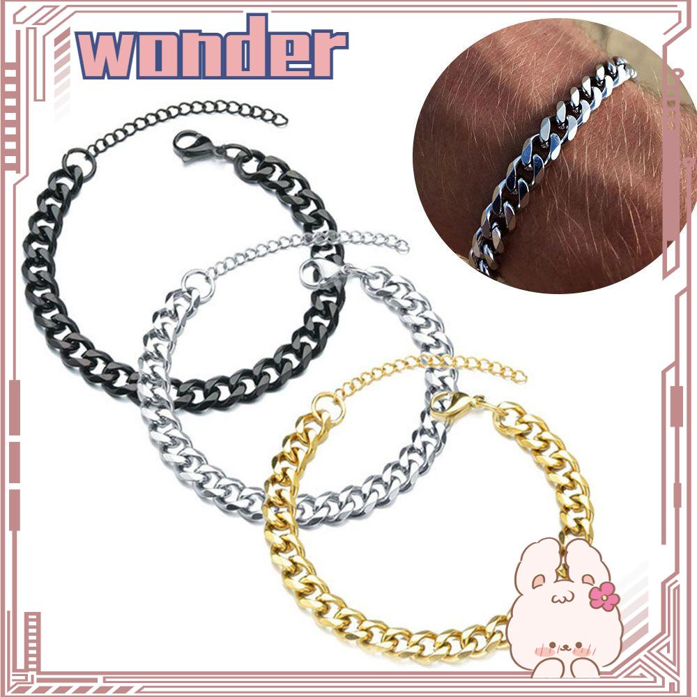 Wonder Gelang Pria Wanita Anti Karat Fashion Pria Rantai Lebar