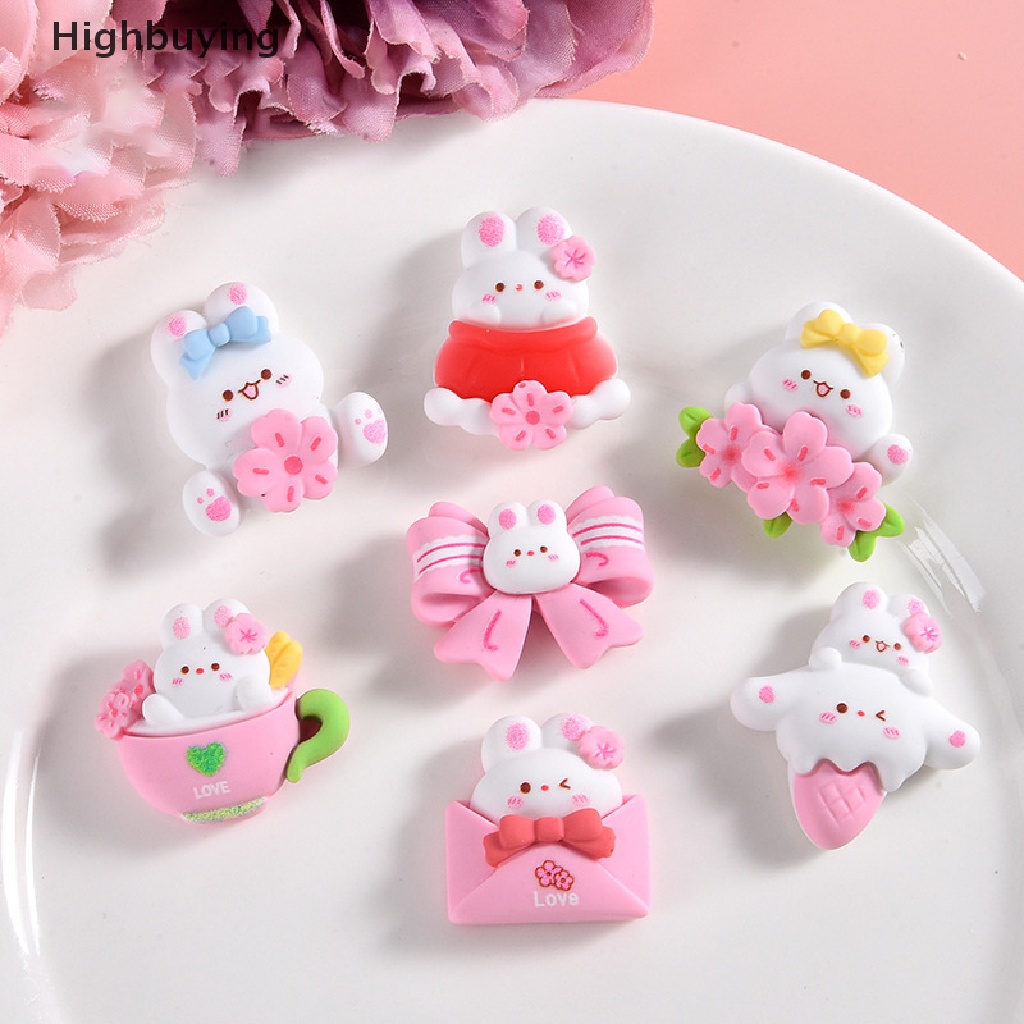 Hbid 5pcs Baru Lucu Kawaii Resin Mini Kartun Pink Cherry Blossom Datar Kembali Cabochon Glory