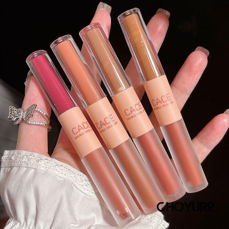 【COD】CACE 2 in 1 Matte + Glossy  Lipstick Lip Mud Lip Cream Lip Gloss Dua Sisi Matte Lipstick Glossy Tahan Lama-CH