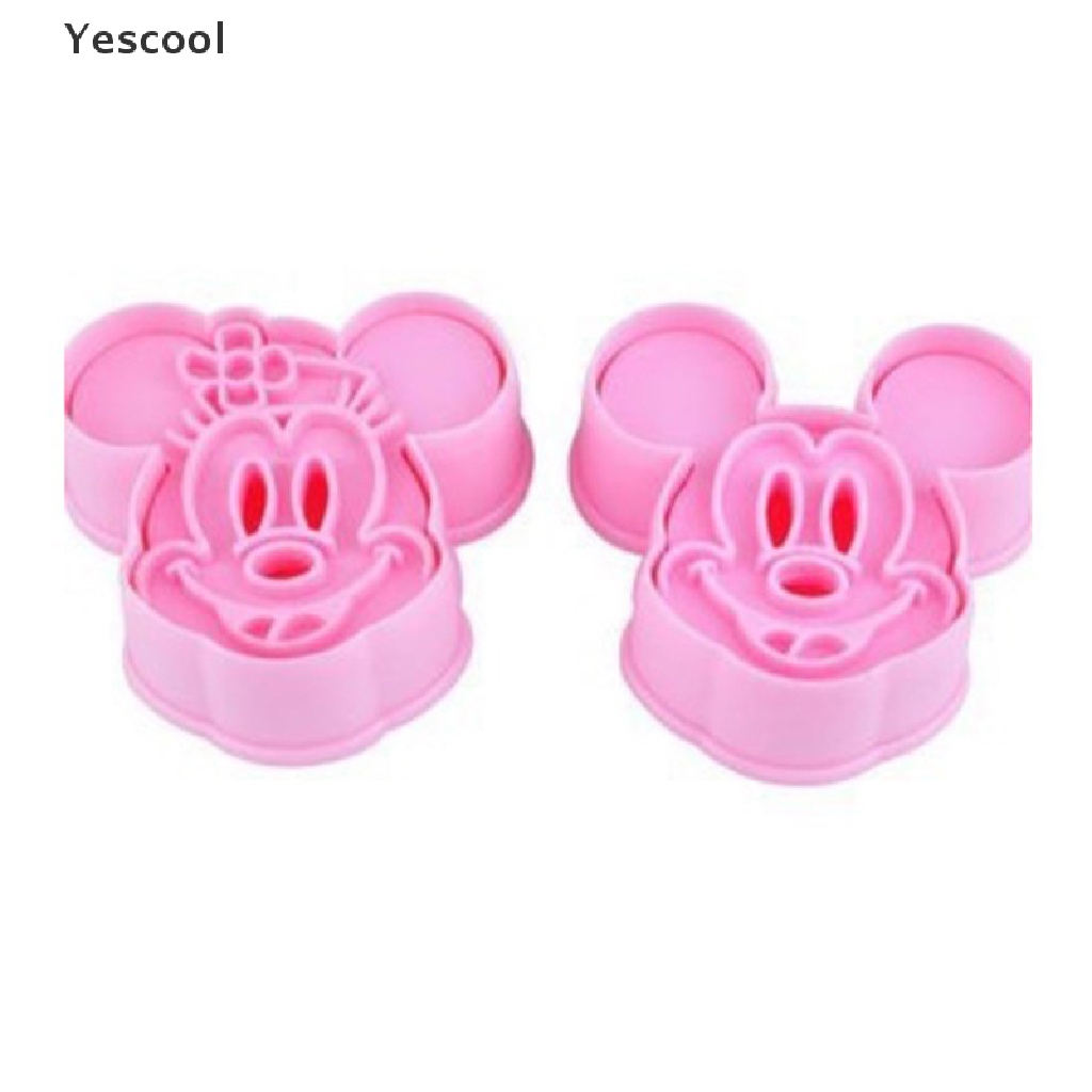 Yescool 2pcs/set Alat Pemotong Kue Kering Lovely Kitty Cats Plastik Food Grade ID