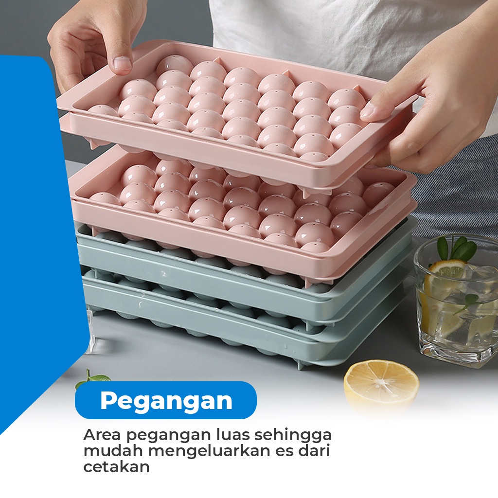 Cetakan Jelly Es Batu Bulat Ice Cube Puding Silikon Lentur 33 Lubang