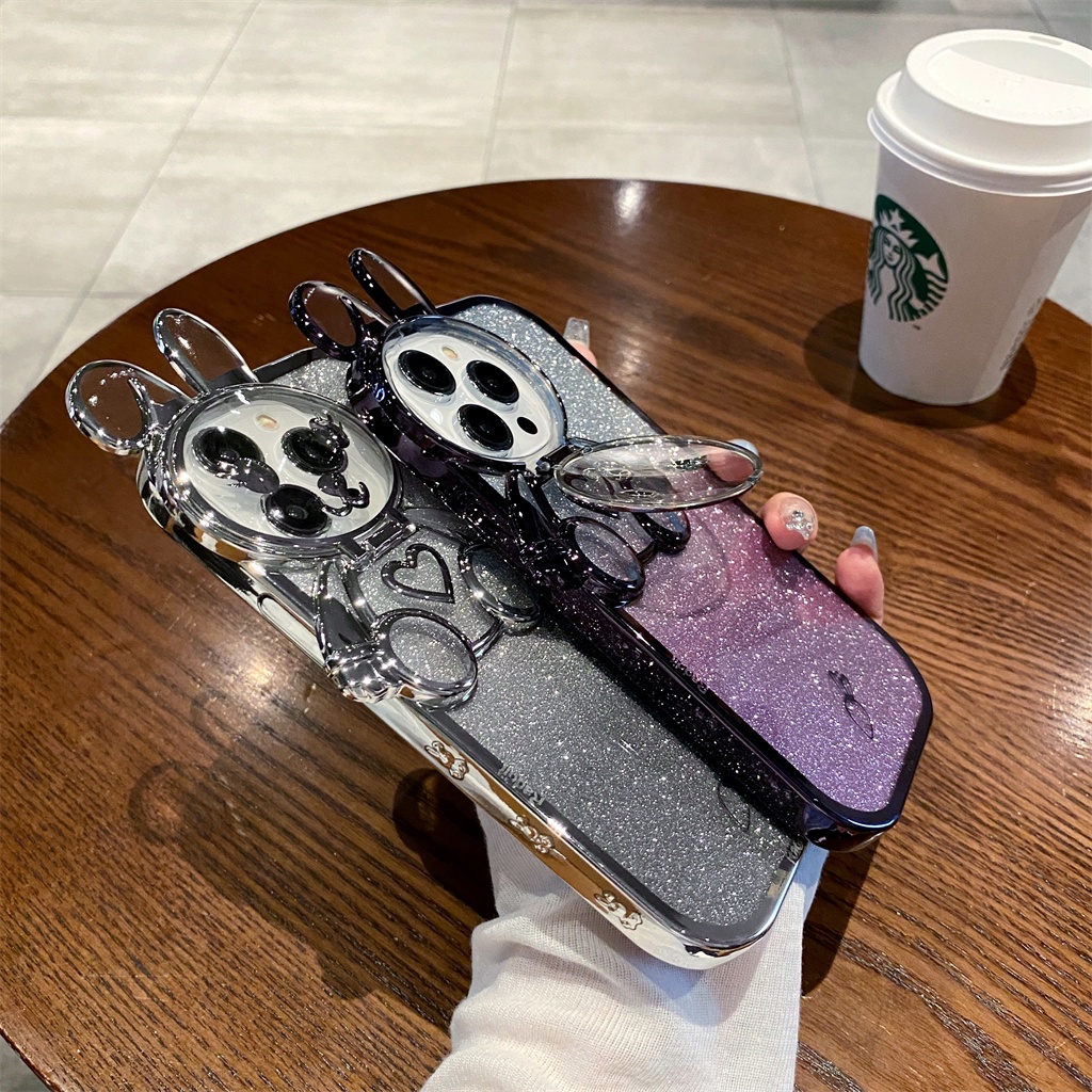 Case Tali Kelinci Kartun Lucu iPhone 14 Pro Max Plus case iPhone 13 12 Pro Max 11 Pro Max Pelindung Kamera Mewah Lensa TPU Kedip shockproof soft case