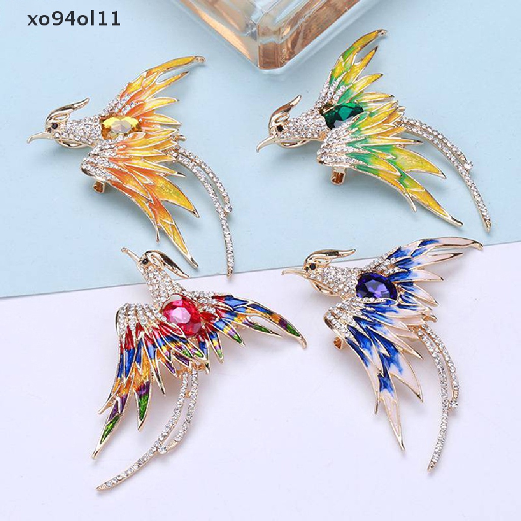 Xo Fashion Kristal Phoenix Burung Bros Pin Untuk Wanita Perjamuan Pesta Perhiasan Hadiah OL