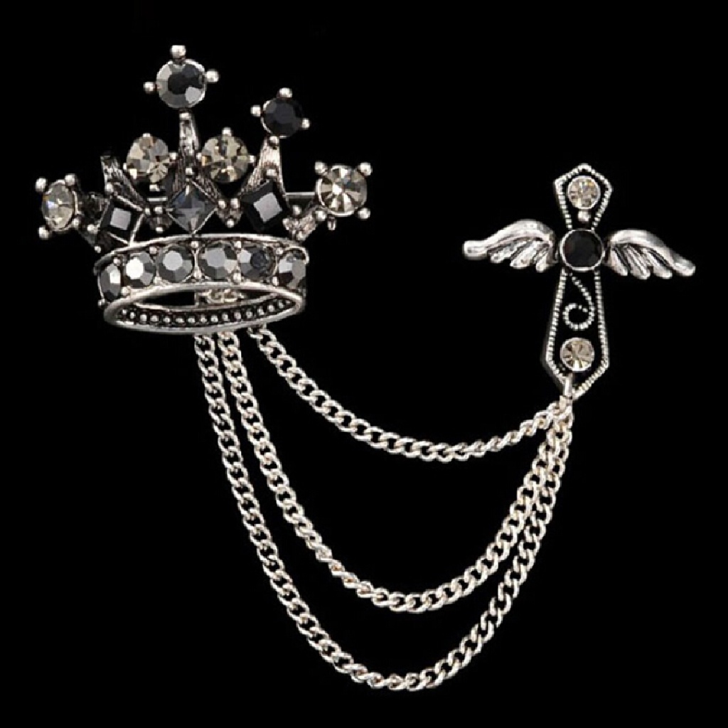 Xo Aksesoris Perhiasan Pengantin Pria Dan Pria Berlian Imitasi Mahkota Cross Badge Rumbai Bros OL