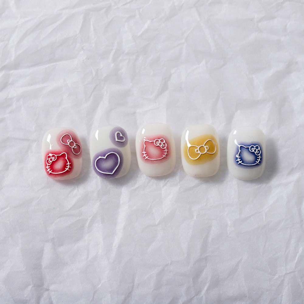 Mxbeauty Kartun Stiker Kuku Jepang Perekat Diri Kitty Kucing Buah Strawberry Peaches Dekorasi Kuku